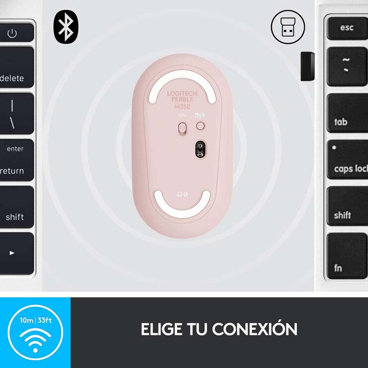 Ratolí Logitech Bluetooth Pebble M350 Rosa