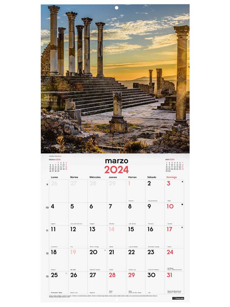 Calendario pared Finocam 30X30 2024 Maravilla Mundo cas