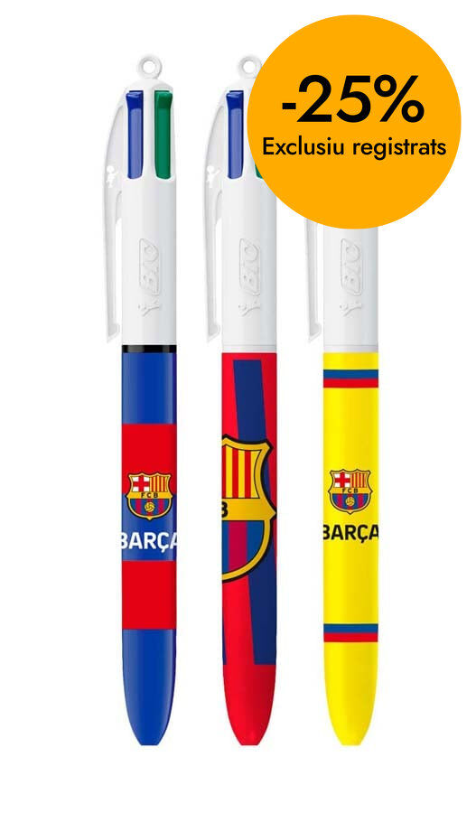 Bol&iacute;graf Bic 4 colors FC Barcelona 3u