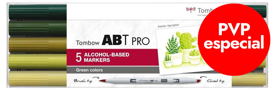 Retolador Tombow Abt Pro Dual Brush verds 5 colors
