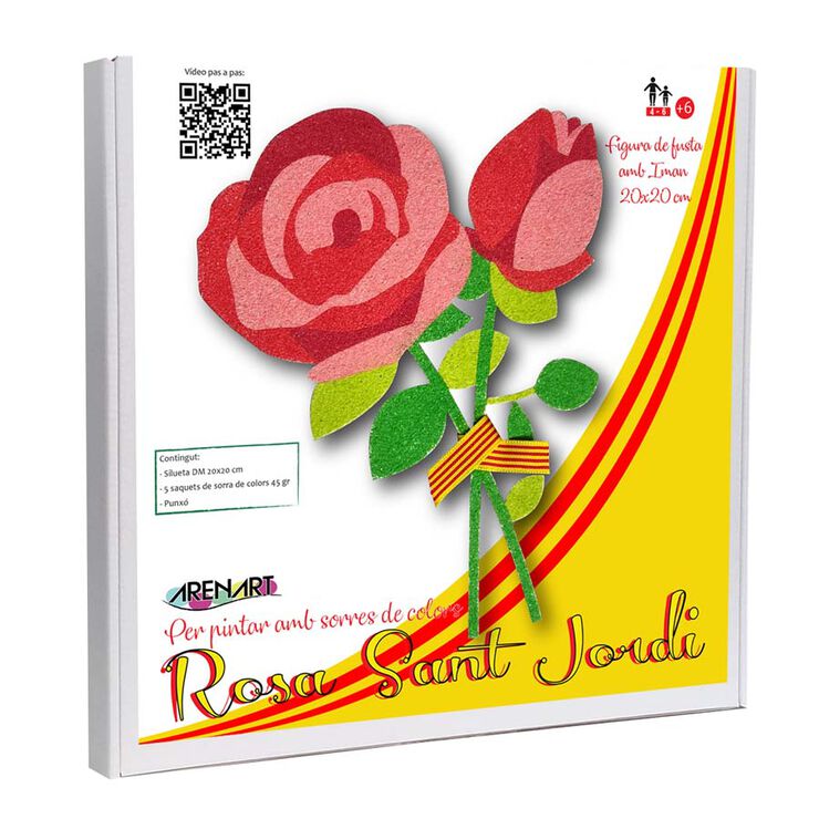 Pintar con Arenas Arenart rosa Sant Jordi madera con imán