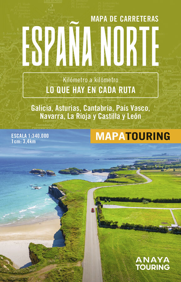 Mapa de carreteras de Espa&ntilde;a Norte 1:340.000