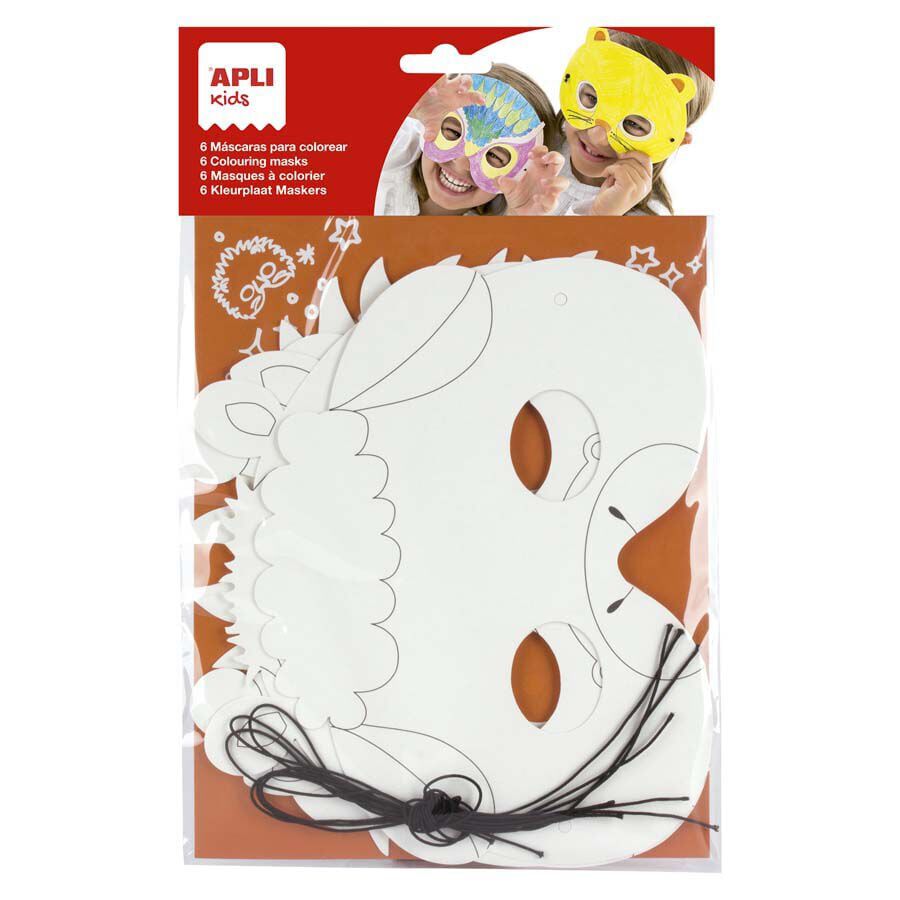 M&aacute;scaras para pintar Apli Animals 6u