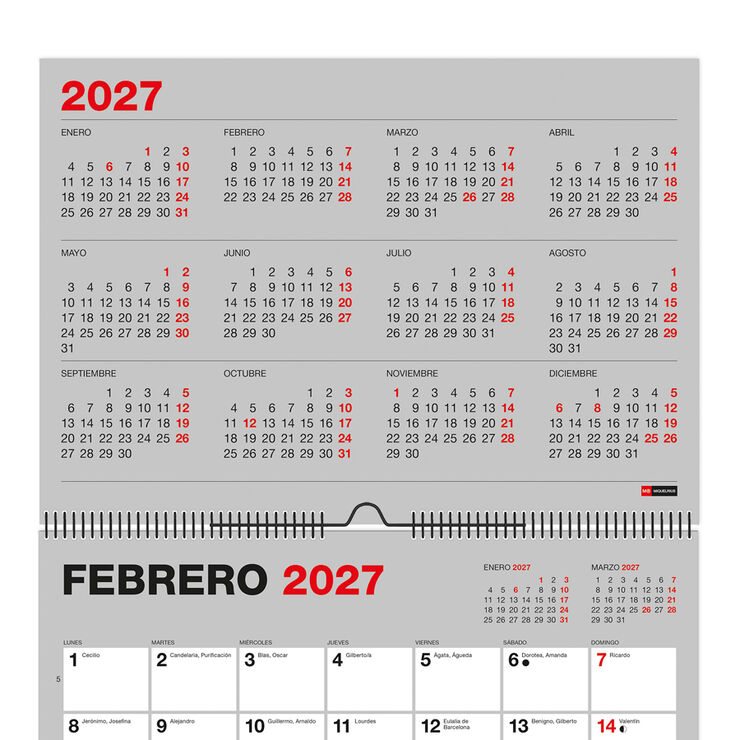 Calendario Miquelrius Pared 21x15 Castellano 2027 B&aacute;sico