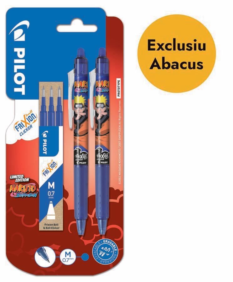 Bol&iacute;grafo ret&aacute;ctil Pilot Frixion Naruto 2u + 3 recambios