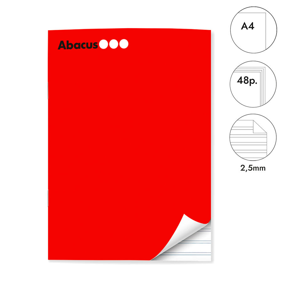 Libreta grapada Abacus A4 48 hojas pauta 2,5mm rojo