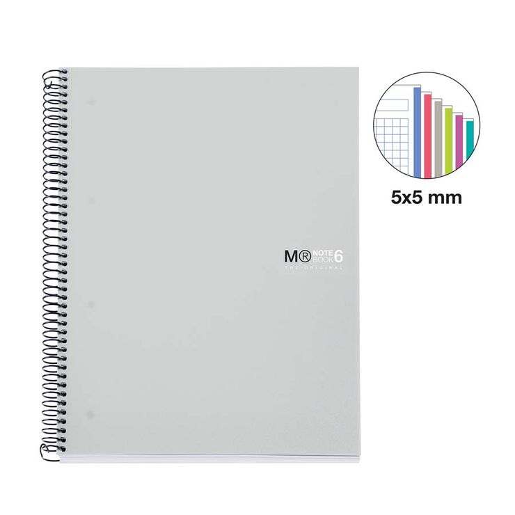 Notebook 6 Miquelrius A4 150 fulls 5x5 gris