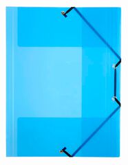 Carpeta gomas y 3 solapas Folio azul transl&uacute;cido