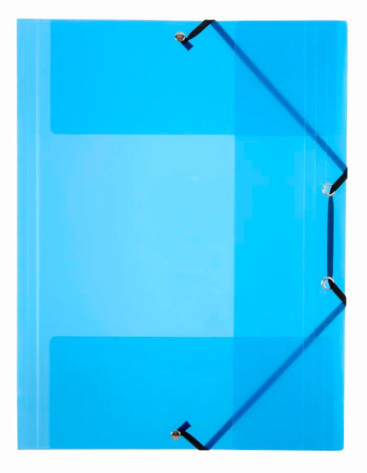 Carpeta gomas y 3 solapas Folio azul transl&uacute;cido