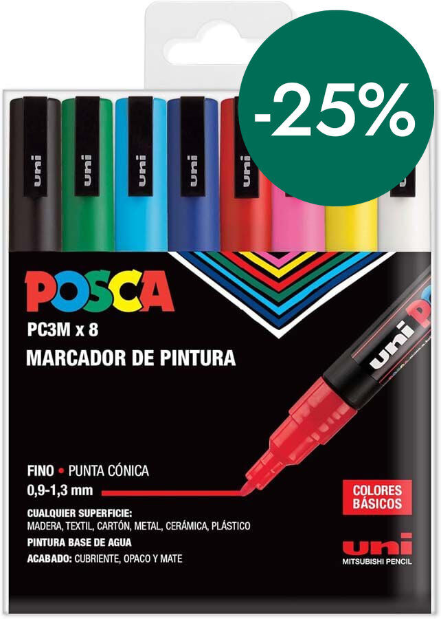 Retoladors Posca PC-3M 0,9-1,3mm basic 8 colors