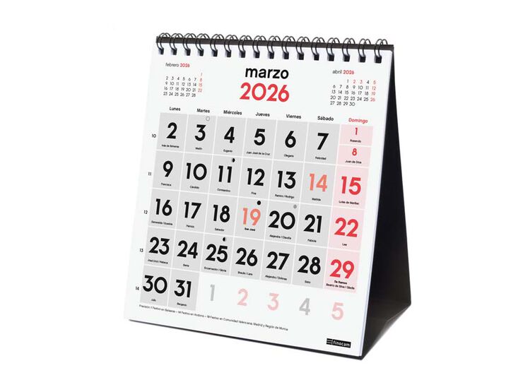 Calendario sobremesa Finocam Números grandes XS 2026 castellano