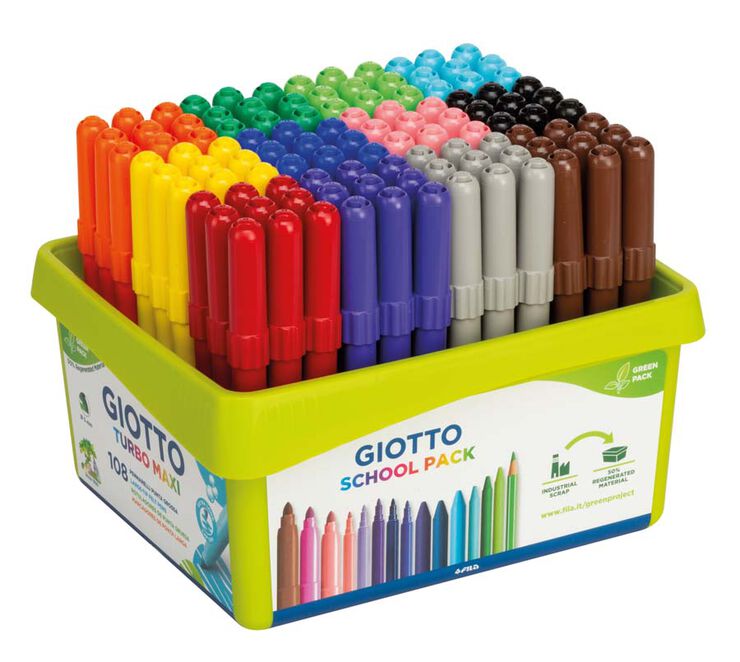 Rotuladores de colores Giotto Turbo Maxi 108u Pack escuela