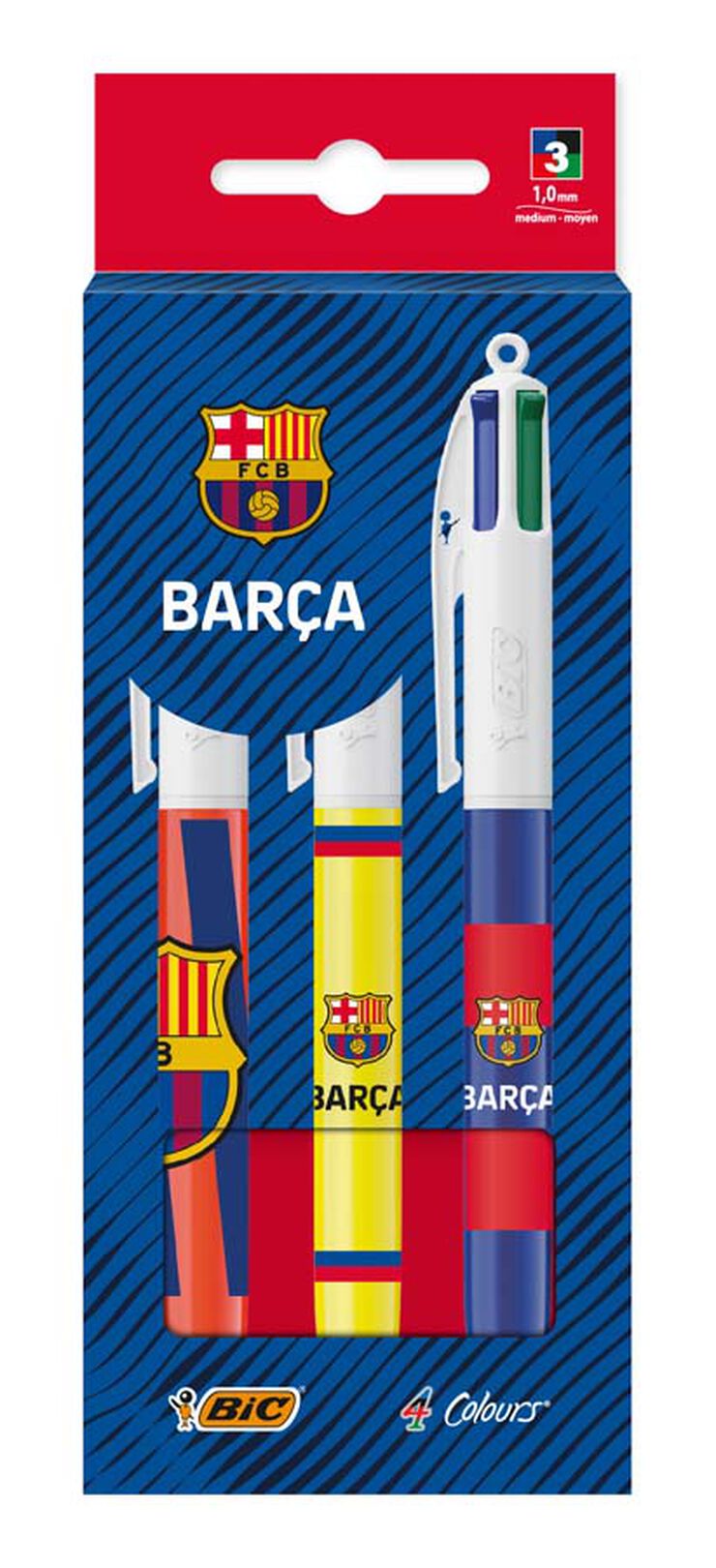 Bolígraf Bic 4 colors FC Barcelona 3u