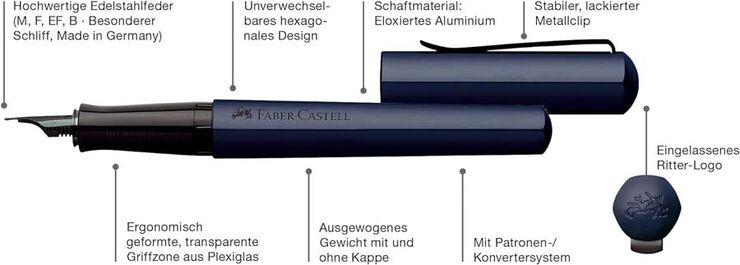 Ploma Faber-Castell Hexo blau