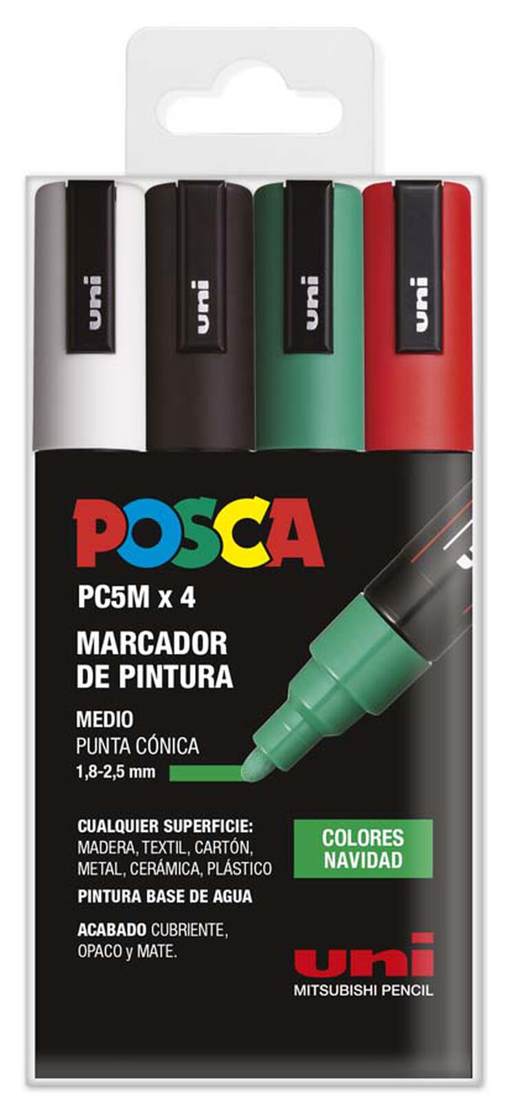 Marcadores Posca PC-5M navidad 4 colores