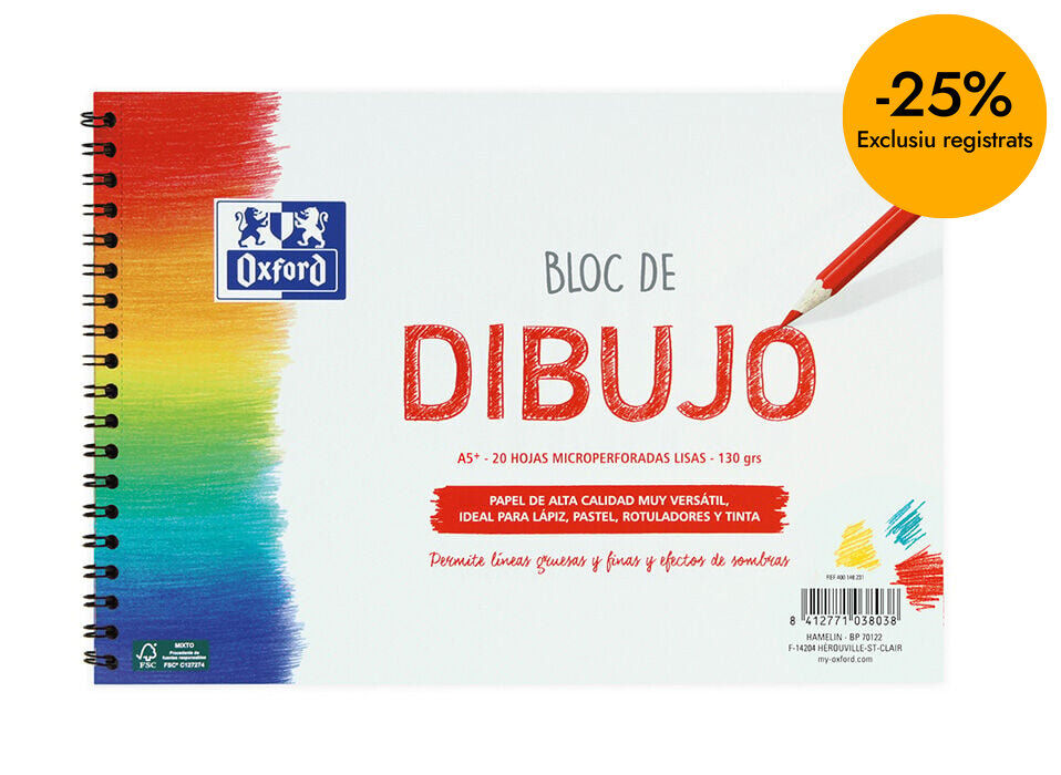Bloc espiral dibujo Oxford A5 20 hojas