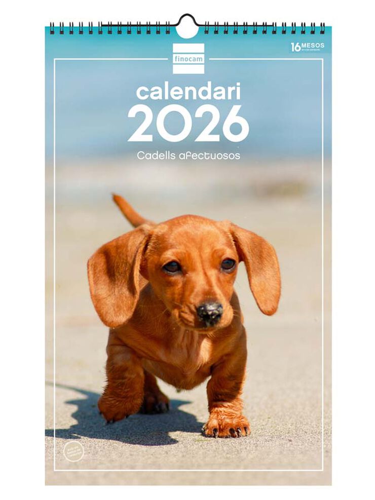 Calendario pared Finocam espiral 25x40 2026 Cachorros catalán