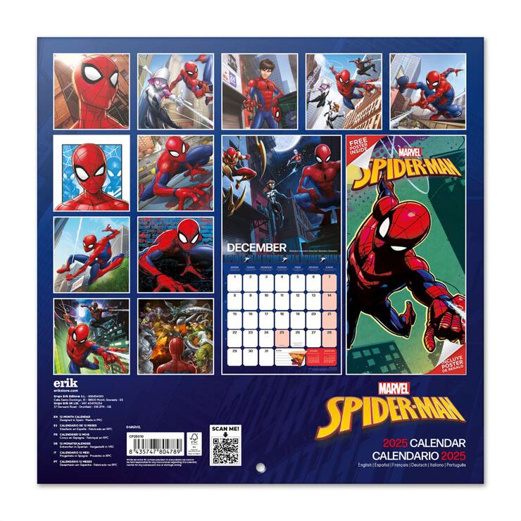 Calendari Paret 2025 30x30cm Marvel Spiderman