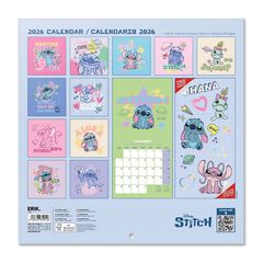 Calendario pared 2026 30x30cm Disney Stitch