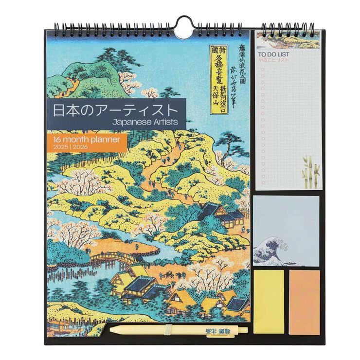 Planificador 16 meses mes/vista mult 2025-26 Hokusai