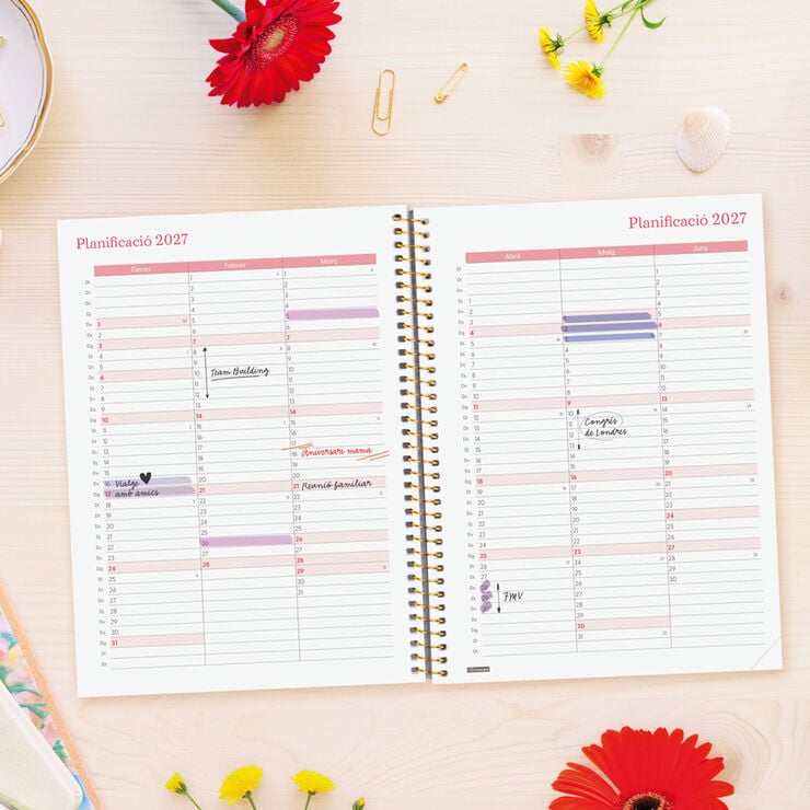 Agenda Finocam Design Collection Semana Vista Horizontal 2027 Catal&aacute;n Lema