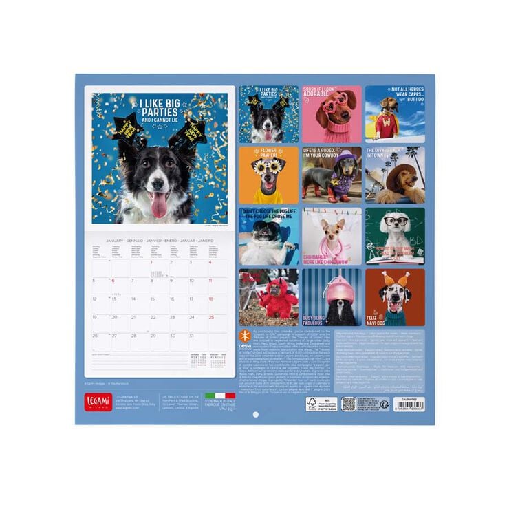 Calendario pared Legami 30x29cm 2026 Supawstar