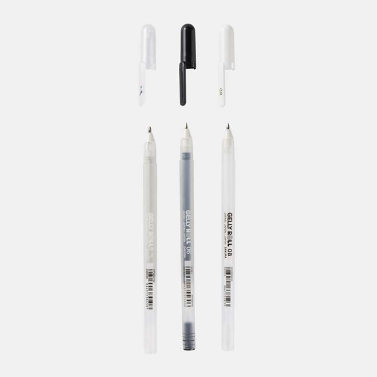 Retoladors Sakura Gelly Roll blanc/negre/transparent 3 colors