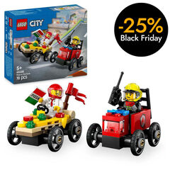 LEGO® LEGO City Pack de Cotxes de Curses: Pizza vs. Camió de Bombers 60458