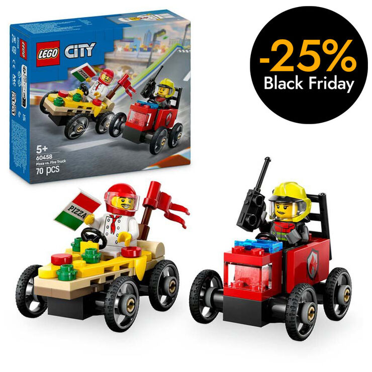 LEGO® LEGO City Pack de Cotxes de Curses: Pizza vs. Camió de Bombers 60458