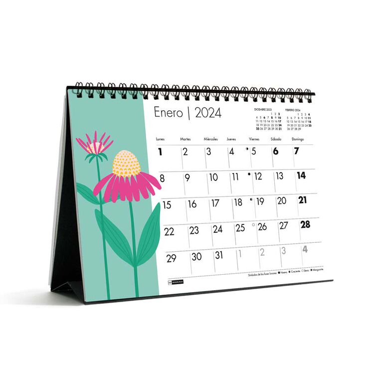 Calendari taula MiquelRius A5 2024 cast Flores