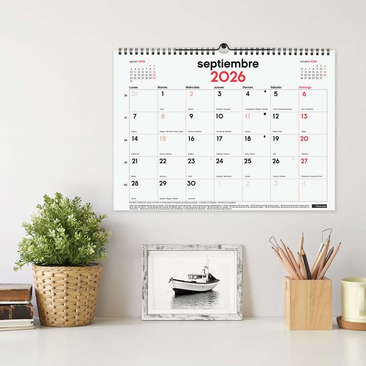 Calendario Finocam pared 16 meses  34x24cm cas 2025-26