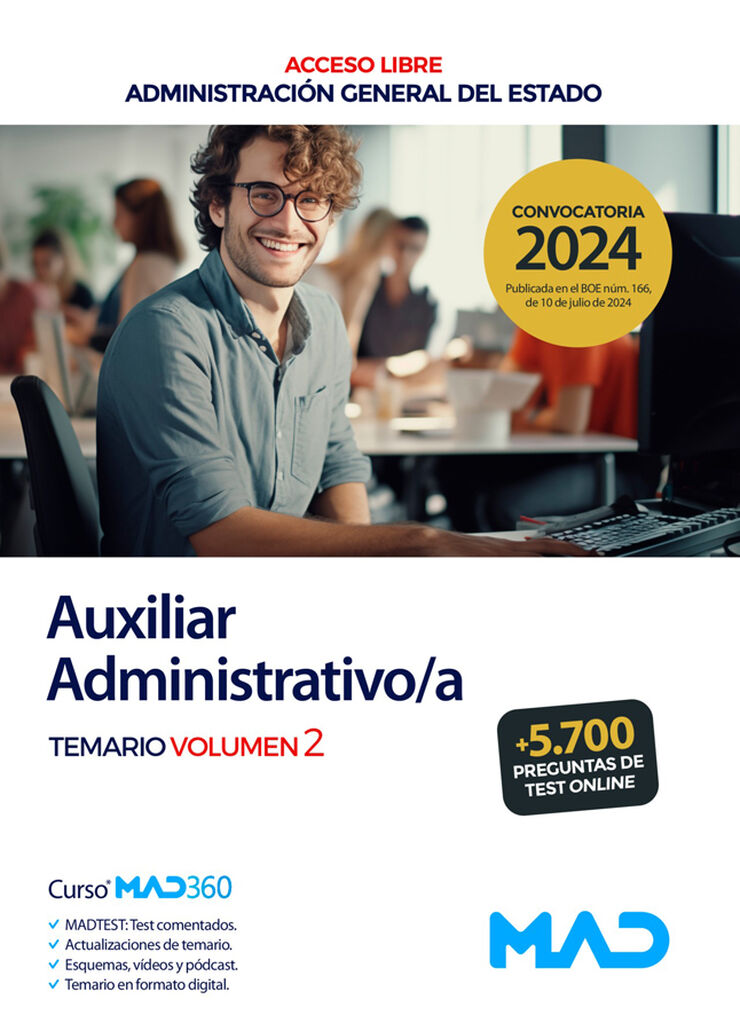 Auxiliar Administrativo/a (acceso libre). Administración General del Estado. Temario Volumen 2