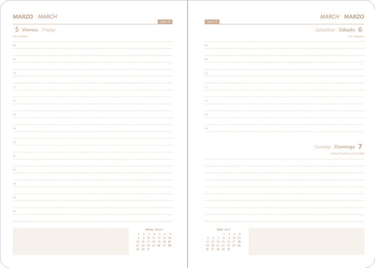 Agenda Dohe Velvet 14x20 D&iacute;a P&aacute;gina Catal&aacute;n 2027 Beige