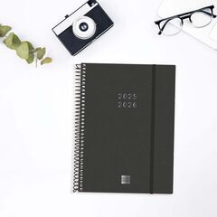 Agenda Finocam espiral 18 mesos E10 setm/vista mult 2025-26 negre