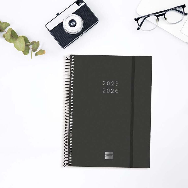 Agenda Finocam espiral 18 mesos E10 setm/vista mult 2025-26 negre