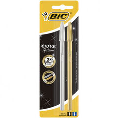 Bolígrafos Bic Cristal Shine oro/plata 2u Bolígrafos Bic Cristal Shine oro/plata 2u