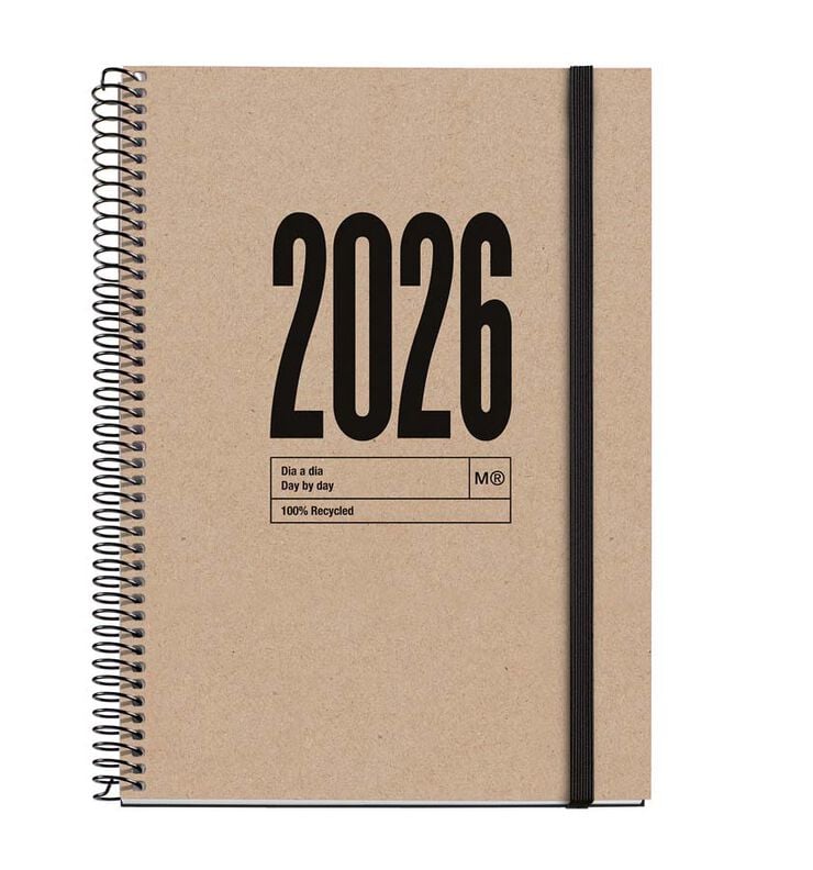 Agenda Espiral Miquelrius Plus dia/pàg català 2026 Recycled Natural