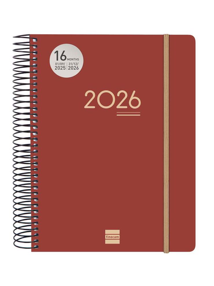 Agenda Finocam 16 meses Ikon E10 día/pág mult 2025-26 burdeus