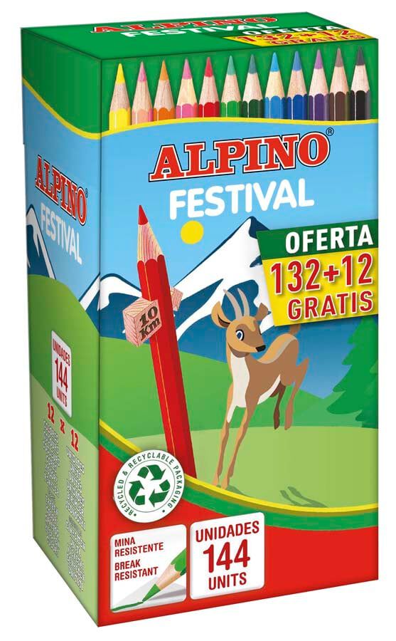 L&aacute;pices de colores Alpino Festival pack escolar 144u