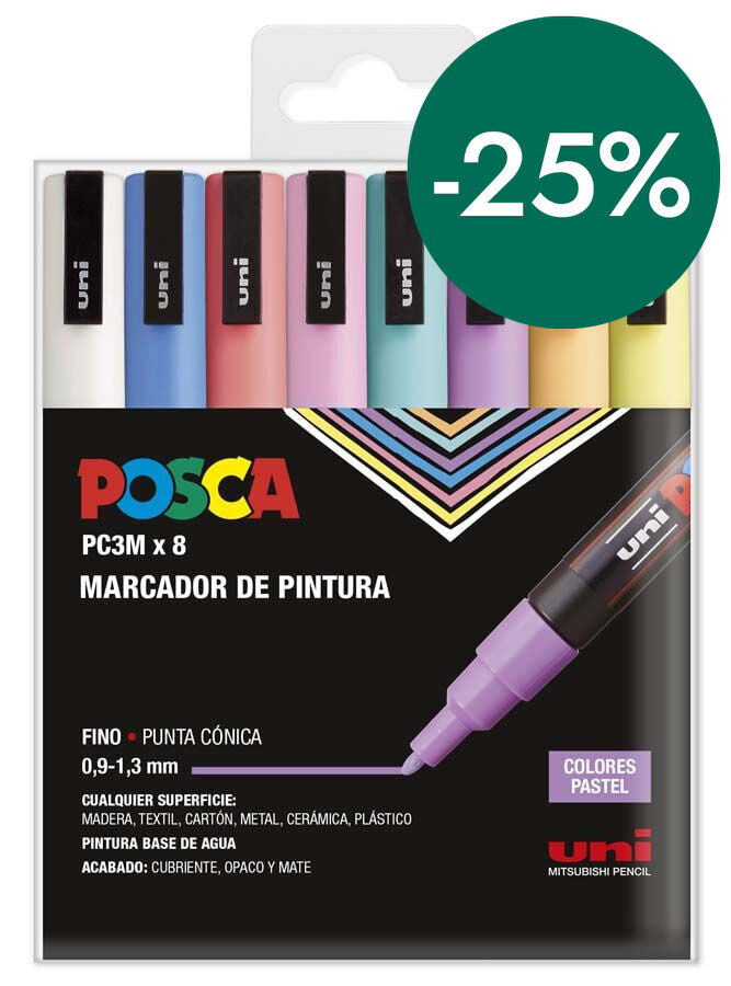 Rotuladores Posca PC-3M 0,9-1,3mm pastel 8 colores