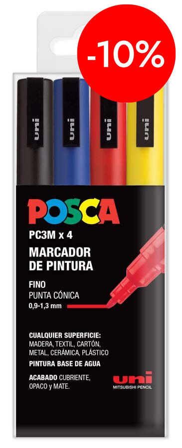 Retoladors Posca PC-3M 0,9-1,3mm basic 4 colors