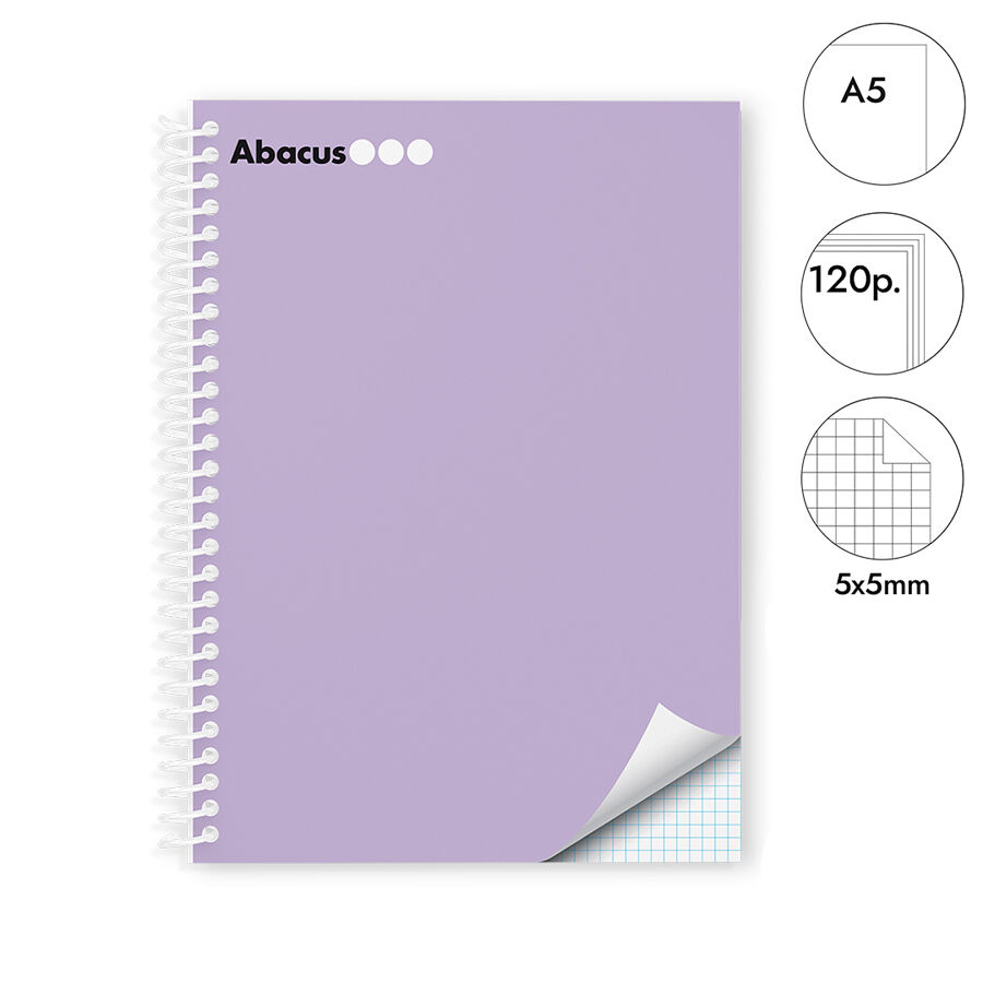 Notebook A5 Abacus tapa extradura 120 hojas 5x5 lila