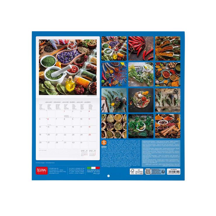 Calendario pared Legami 30x29cm 2026 Herbs&Spices