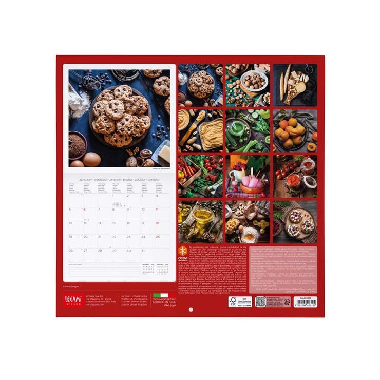 Calendario pared Legami 30x29cm 2026 Kitchen