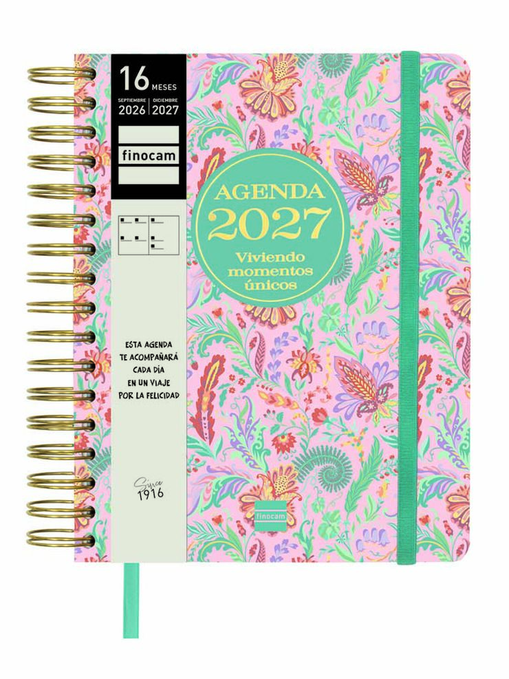 Agenda Finocam 16M Vitae 1/4 Sem/Vista Castellano 2026-27 Rosa