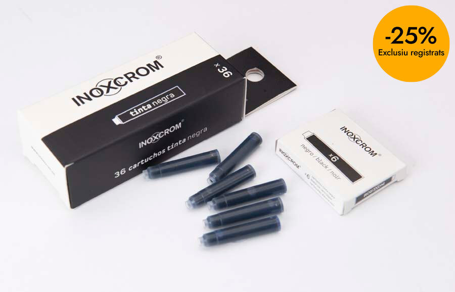 Cartucho Pluma Inoxcrom negro 36u