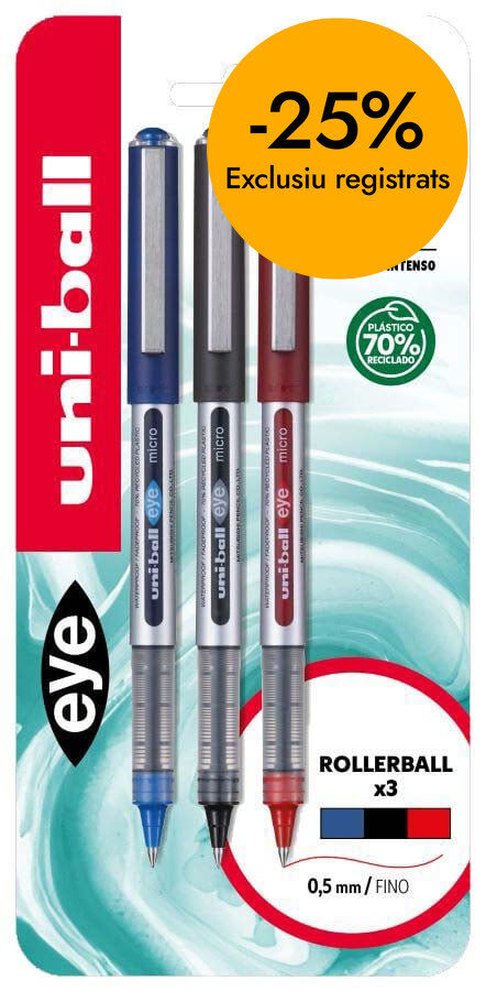 Bol&iacute;grafos Unii-Eye UB-150E 3 colores negro/azul/rojo