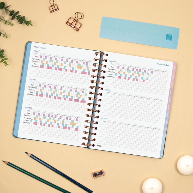 Agenda Finocam Optimal Semana Vista Horizontal 2027 Multiling&uuml;e Azul