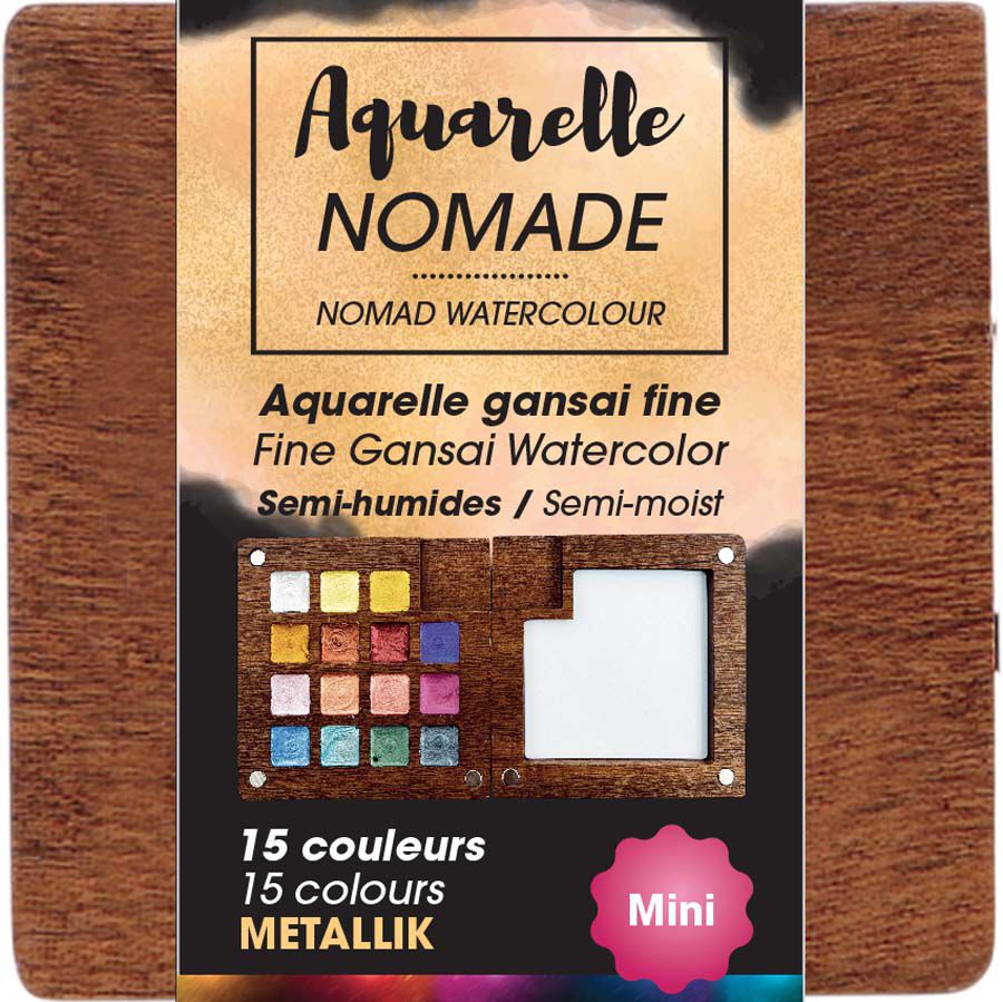 Mini Paleta Acuarela Nomad 15 colores metallik