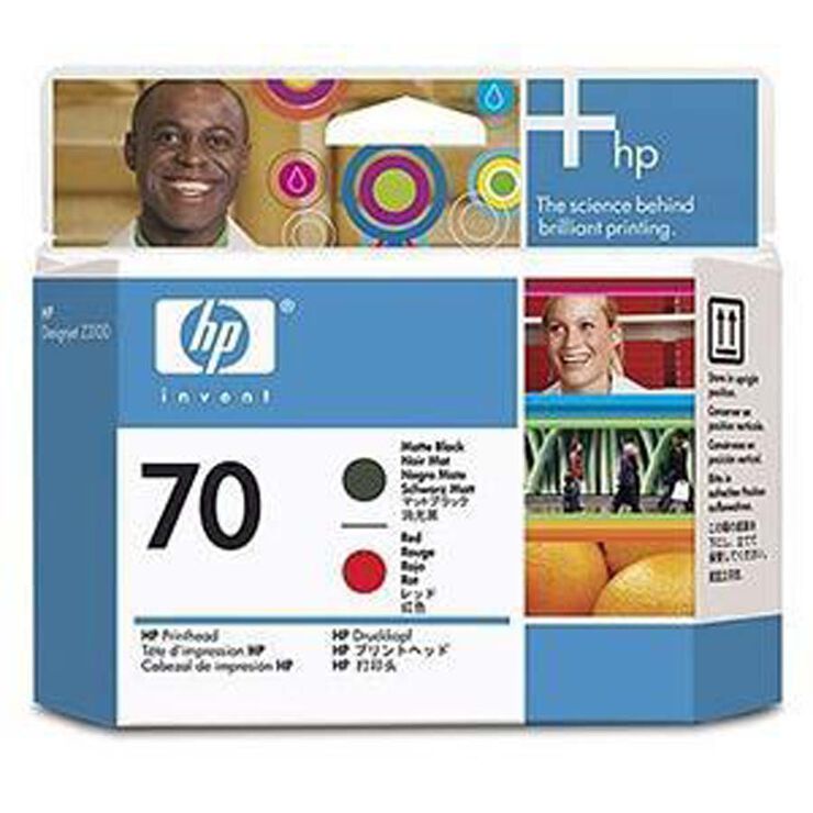 Cabezal original HP 70 negro mate y rojo - C9409A